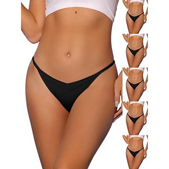 6 Packs Women's V-waisted Underwear Ruched Invisibles Breathable No Trace Thongs