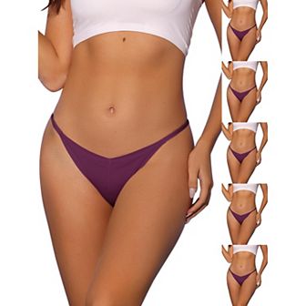 6 Packs Women's V-waisted Underwear Ruched Invisibles Breathable No Trace Thongs