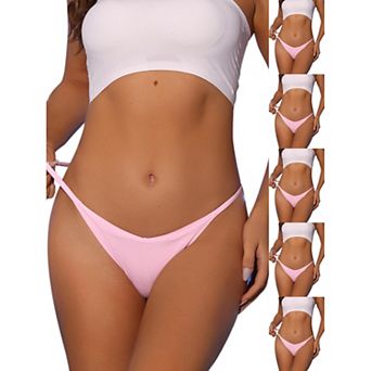6 Packs Women's V-waisted Underwear Ruched Invisibles Breathable No Trace Thongs