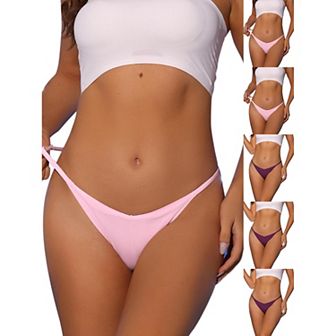6 Packs Women's V-waisted Underwear Ruched Invisibles Breathable No Trace Thongs