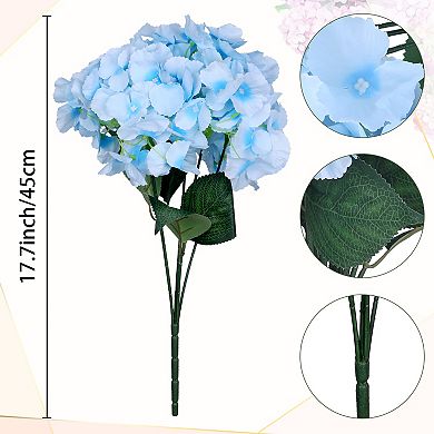 Pack of 6 Silk Hydrangea Artificial Flowers Heads with Stems for Home Bathroom Office Table 17.7"