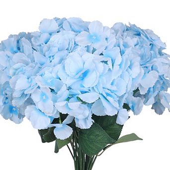 Pack of 6 Silk Hydrangea Artificial Flowers Heads with Stems for Home Bathroom Office Table 17.7"
