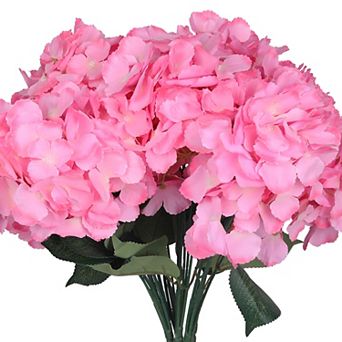 Pack of 6 Silk Hydrangea Artificial Flowers Heads with Stems for Home Bathroom Office Table 17.7"