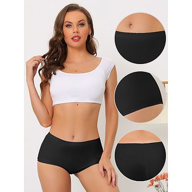 6 Packs Women's Boyshorts Underwear Unlined Invisible mid waist Stretch Solid Panties
