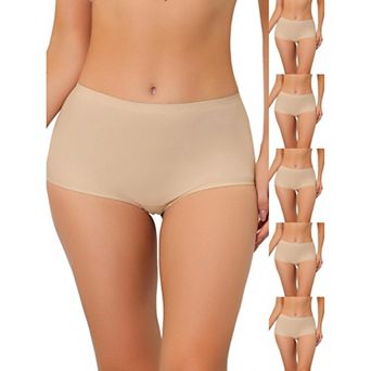 6 Packs Women's Boyshorts Underwear Unlined Invisible mid waist Stretch Solid Panties