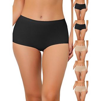 6 Packs Women's Boyshorts Underwear Unlined Invisible mid waist Stretch Solid Panties