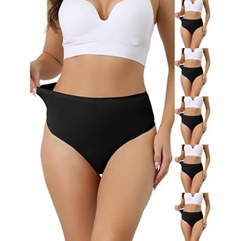 6 Packs Women's Hign Waist G-String Thongs, Tummy Control Stretch Panties, T-back Undepants