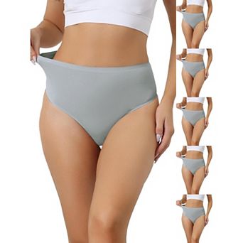 6 Packs Women's Hign Waist G-String Thongs, Tummy Control Stretch Panties, T-back Undepants