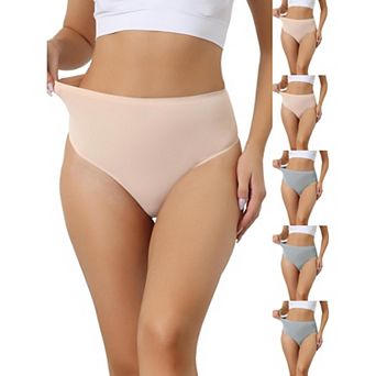 6 Packs Women's Hign Waist G-String Thongs, Tummy Control Stretch Panties, T-back Undepants