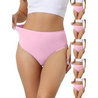 6 Packs Women's Hign Waist G-String Thongs, Tummy Control Stretch Panties, T-back Undepants