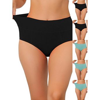 6 Packs Women's Cotton High Waist (Available in Plus Size), Tummy Control Underwear