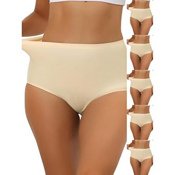 6 Packs Women's Elastic High-Waisted Brief Breathable No Show Hipster Underwear