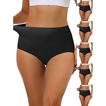 6 Packs Women's Elastic High-Waisted Brief Breathable No Show Hipster Underwear