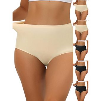 6 Packs Women's Elastic High-Waisted Brief Breathable No Show Hipster Underwear