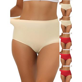 6 Packs Women's Elastic High-Waisted Brief Breathable No Show Hipster Underwear