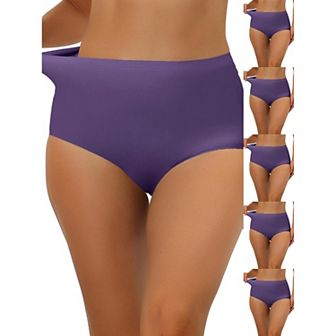 6 Packs Women's Elastic High-Waisted Brief Breathable No Show Hipster Underwear