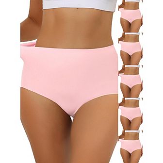 6 Packs Women's Elastic High-Waisted Brief Breathable No Show Hipster Underwear