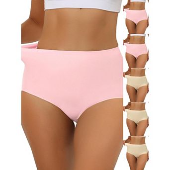 6 Packs Women's Elastic High-Waisted Brief Breathable No Show Hipster Underwear