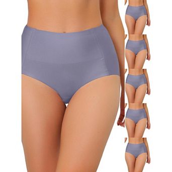 6 Packs Women's Tummy Control No Show Hipster Underwear High-Waisted Breathable Brief