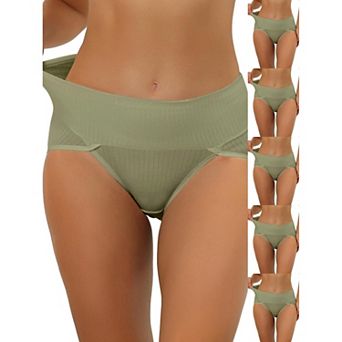 6 Packs Women's Hi-Cut Ribbed High Waist Tummy Control Underwear, Available in Plus Size