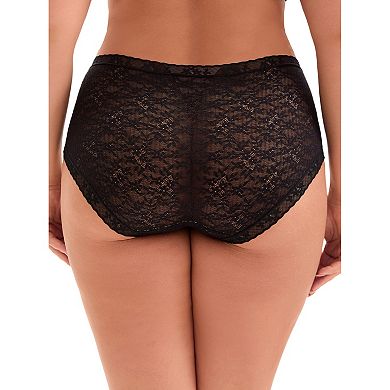 6 Pcs Women's Lace Trim High Waist Solid Brief Stretchy Rib Panties