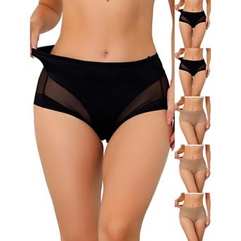 6 pc Women's Briefs Laser Cut Mesh High Waist Brief Stretchy Underwear Panties