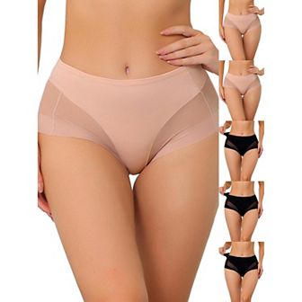 6 pc Women's Briefs Laser Cut Mesh High Waist Brief Stretchy Underwear Panties
