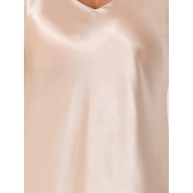 Satin Sleeveless Dresses for Women's V Neck Spaghetti Strap Evening Party Silky Maxi Dress