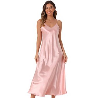Satin Sleeveless Dresses for Women's V Neck Spaghetti Strap Evening Party Silky Maxi Dress