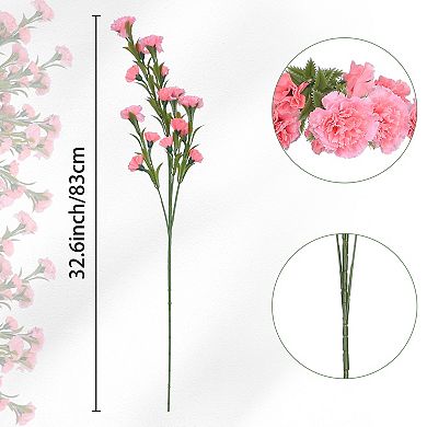 6 Pcs Simulation Carnations, Artificial Carnation Flowers Bouquets Party Wedding Decoration 32.6"