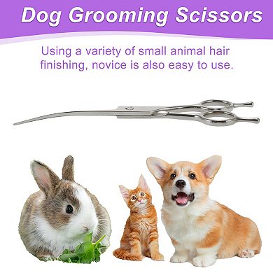 Dog Grooming Scissors, with Ergonomic Handle, Pill Popper, Upper Bend Shears for Dogs Cats, 7.5"