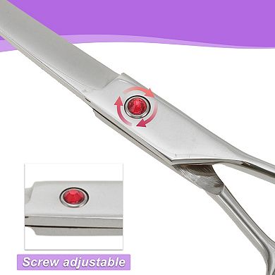 Dog Grooming Scissors, with Ergonomic Handle, Pill Popper, Upper Bend Shears for Dogs Cats, 7.5"