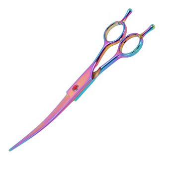 Dog Grooming Scissors, with Ergonomic Handle, Pill Popper, Upper Bend Shears for Dogs Cats, 7.5"