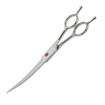 Dog Grooming Scissors, with Ergonomic Handle, Pill Popper, Upper Bend Shears for Dogs Cats, 7.5"