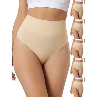 6 Packs Women's High-Waisted Briefs Invisible Thong Stretchy Knickers Comfortable Underwear