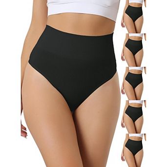 6 Packs Women's High-Waisted Briefs Invisible Thong Stretchy Knickers Comfortable Underwear