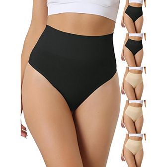 6 Packs Women's High-Waisted Briefs Invisible Thong Stretchy Knickers Comfortable Underwear