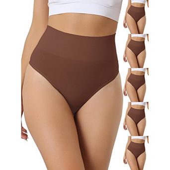 6 Packs Women's High-Waisted Briefs Invisible Thong Stretchy Knickers Comfortable Underwear