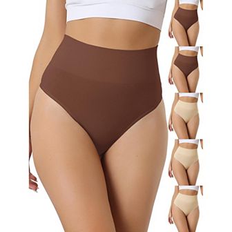 6 Packs Women's High-Waisted Briefs Invisible Thong Stretchy Knickers Comfortable Underwear