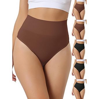 6 Packs Women's High-Waisted Briefs Invisible Thong Stretchy Knickers Comfortable Underwear