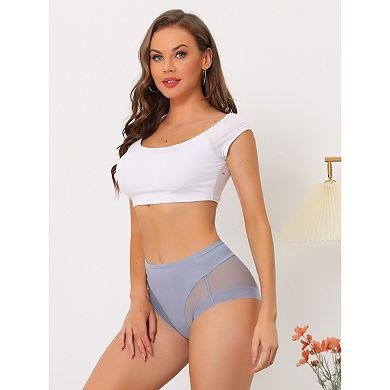 7 Pcs Women's Briefs Laser Cut Mesh High Waist Brief Stretchy Underwear Panties