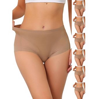 7 pc Women's Briefs Laser Cut Mesh High Waist Brief Stretchy Underwear Panties
