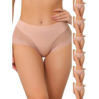 7 pc Women's Briefs Laser Cut Mesh High Waist Brief Stretchy Underwear Panties