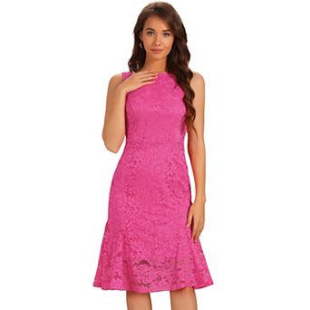Lace Dress for Women's Cocktail Boat Neck Sleeveless Evening Sheath Dresses