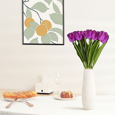 12 Pcs Artificial Tulip Flowers Faux Tulip Stems Tulips for Spring Wedding Bouquets 13.8"
