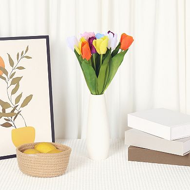 12 Pcs Artificial Tulip Flowers Faux Tulip Stems Tulips for Spring Wedding Bouquets 13.8"