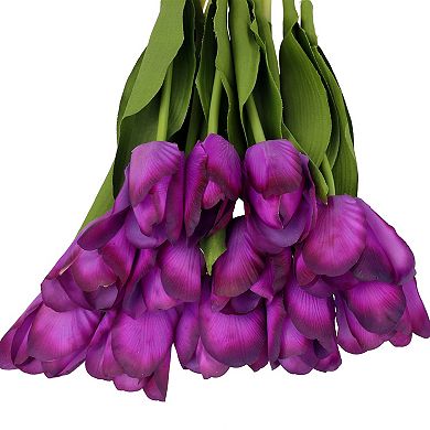 12 Pcs Artificial Tulip Flowers Faux Tulip Stems Tulips for Spring Wedding Bouquets 13.8"