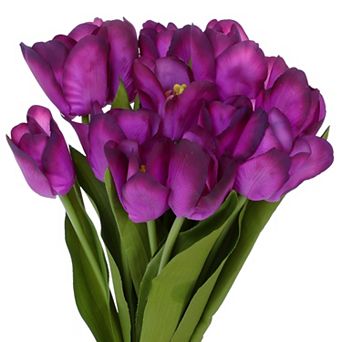 12 pc Artificial Tulip Flowers Faux Tulip Stems Tulips for Spring Wedding Bouquets 13.8"