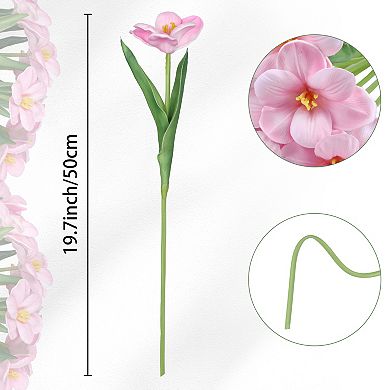 Artificial Tulip Flowers, 10Pcs Open Petal Tulip Bouquet Fake Real Touch Tulips Flower Bouquet 19.7"
