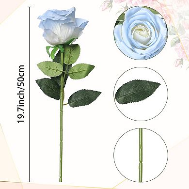 Artificial Rose Flower, 10pcs Silk Fake Rose with Long Stem Rose Bouquets for Decoration 19.7"